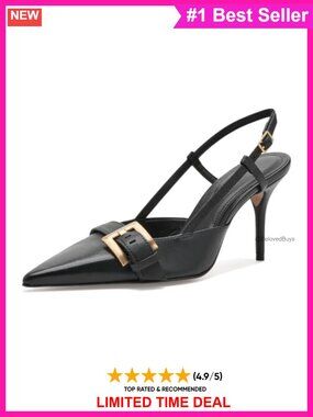 High Stiletto Pointed Toe Buckle Leather Pumps Formal Party Shoes